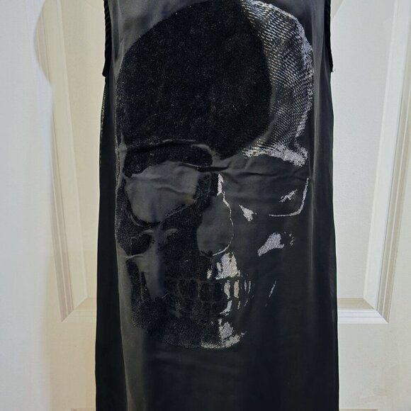 Retro Doll Skull Tank Dress ✦ S Black High-Low Hem ✦ Sheer Overlay NWOT - Picture 8 of 16